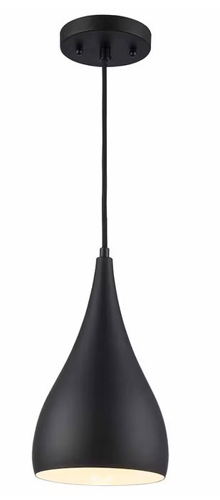 Bel Air Lighting 1-Light Black Mini Pendant Light Fixture with Black Metal Dome Shade (new)
