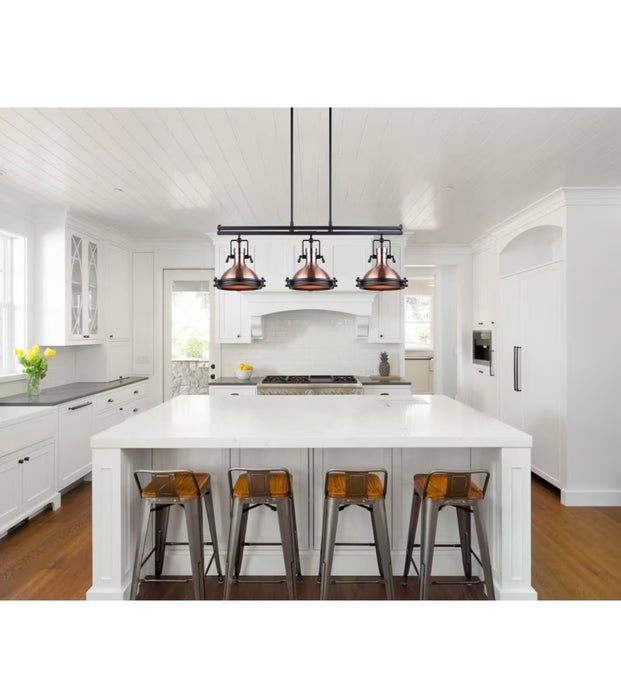 Canarm Rosa 3-Light Rod Pendant in Matte Black/Bronze with Frosted Glass Diffuser  (new)