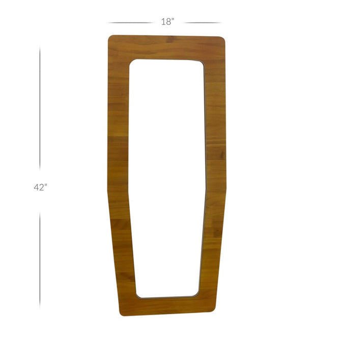 MIRRORIZE Brown Wood Framed Irregular Rectangle Decorative Full-Length Mirror (18 X 42)