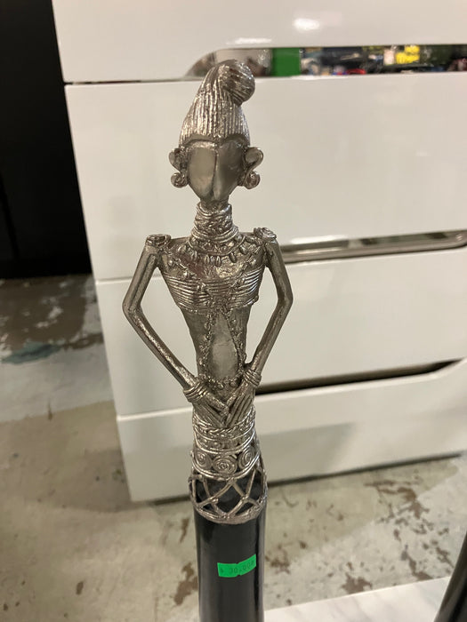 Black Wooden Metal Women Statue