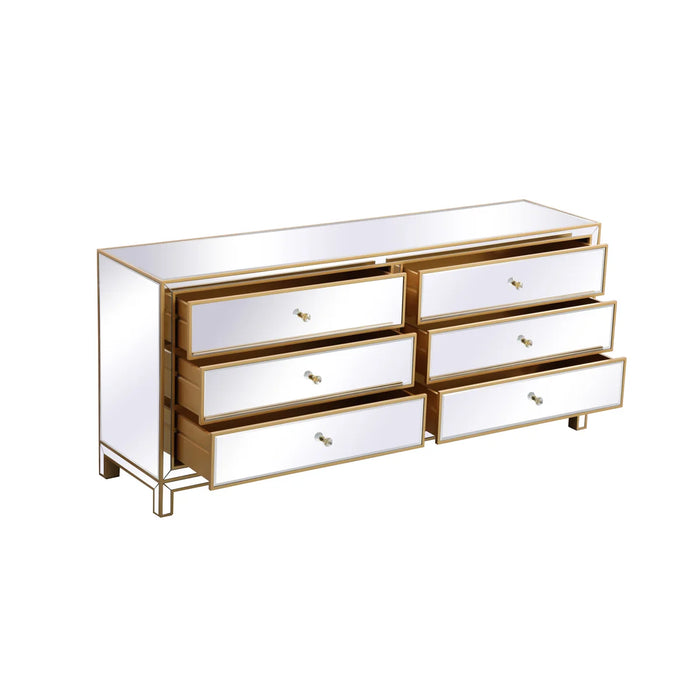 Rotella Mirrored 6 Drawer Double Dresser - Colour Gold - MF73672G