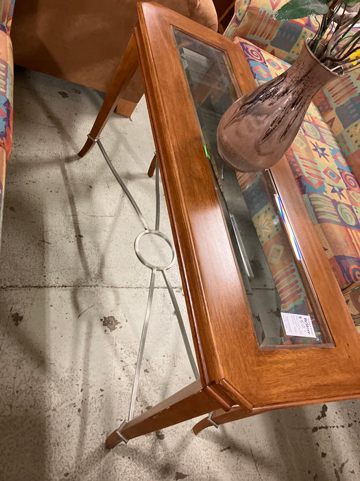 Glass top console table (used)