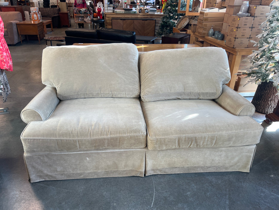 Elegant Beige 2 Seater Velvet Couch (used)