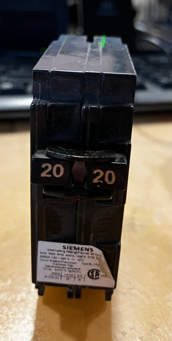Siemens 20A 2 Pole 120/240V Blue-Line Breaker (Used)