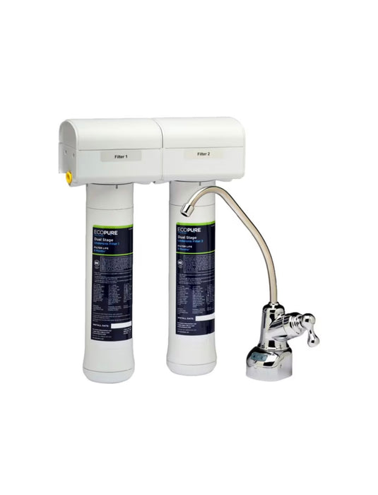 EcoPure Dual Stage Undersink Chlorine, Lead, and Microbe Water Filtration System (new)