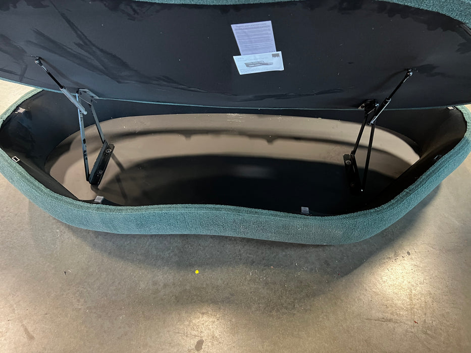 Green Boucle Delta Storage Bench