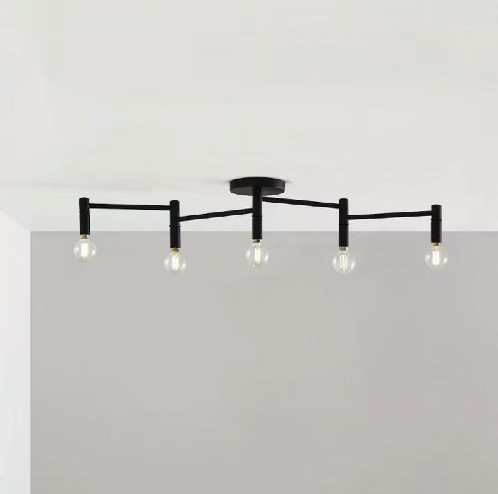 34-inch 5-Light Matte Black Flexible Wave Linear Track Lighting Kit with Adjustable Round Lamp Head