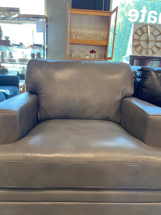Grey Leather Wide Armchair (new)