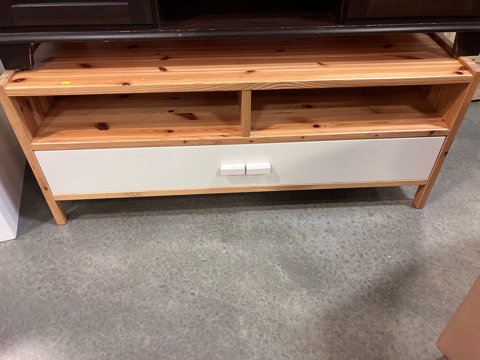 Modern Natural Wood & White TV Stand / Media Console (Used)
