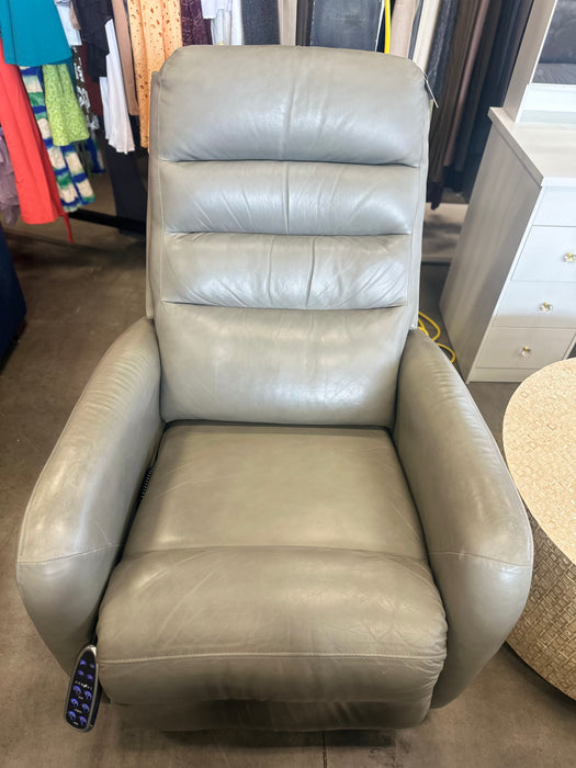 Gray Leather Power Recliner with Heat & Massage (La-Z-Boy)