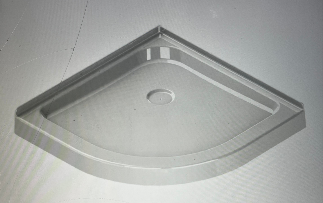 MAAX 40L x 40W x 3H-inch Neo-Round Corner Acrylic Shower Base Pan in White, Corner Drain (New)