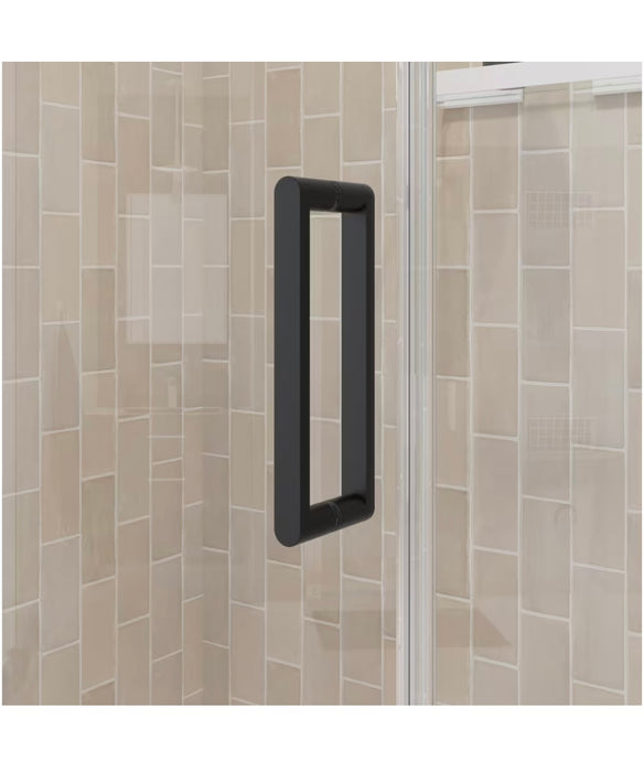 MAAX Cappadocia 23 to 25 in. W x 68 in. H Frameless Reversible Shower Door with 180-Degree Pivot Opening in Matte Black & Clear Tempered Glass (new)