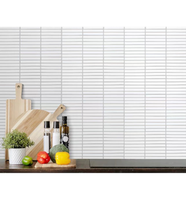 Glossy White 11 inch x 12 inch x 8 mm Porcelain Mosaic Tile (10 Per Box)