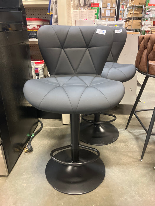 Swivel Adjustable Height Bar Stools, Leather Upholstered Counter Stools, Modern Pub Stool - Upholstery Black - QAYA-C-3022-2P-BK
