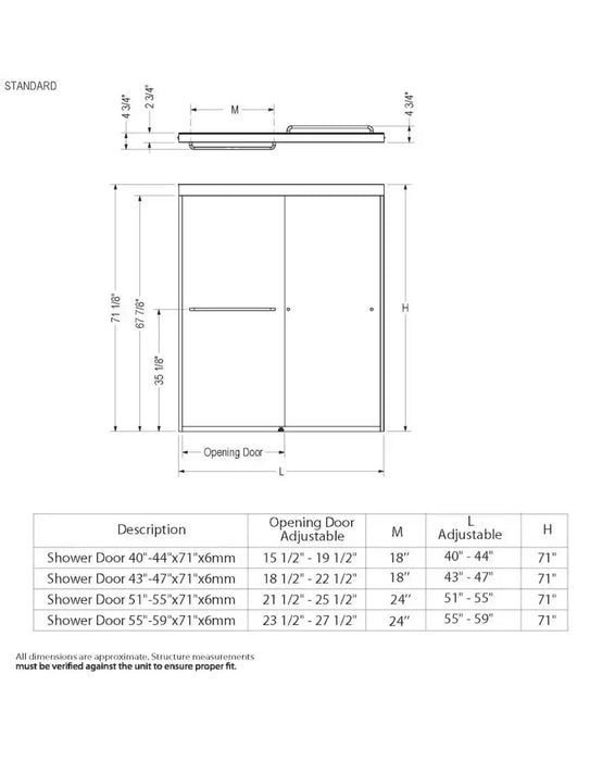 MAAX Tonik SC 55 to 59 in. W x 71 in. H Semi-Frameless ByPass Sliding Shower Door in Chrome with Clear Tempered Glass, Soft Close (new)