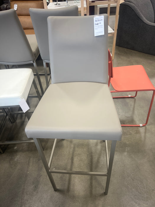 Grey Faux Leather and Metal Stool