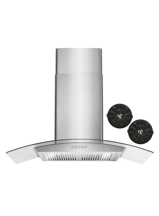 Cosmo 36 in. Vista Collection Ductless Wall Mount Range Hood, Button Controls, Stainless Steel (new)