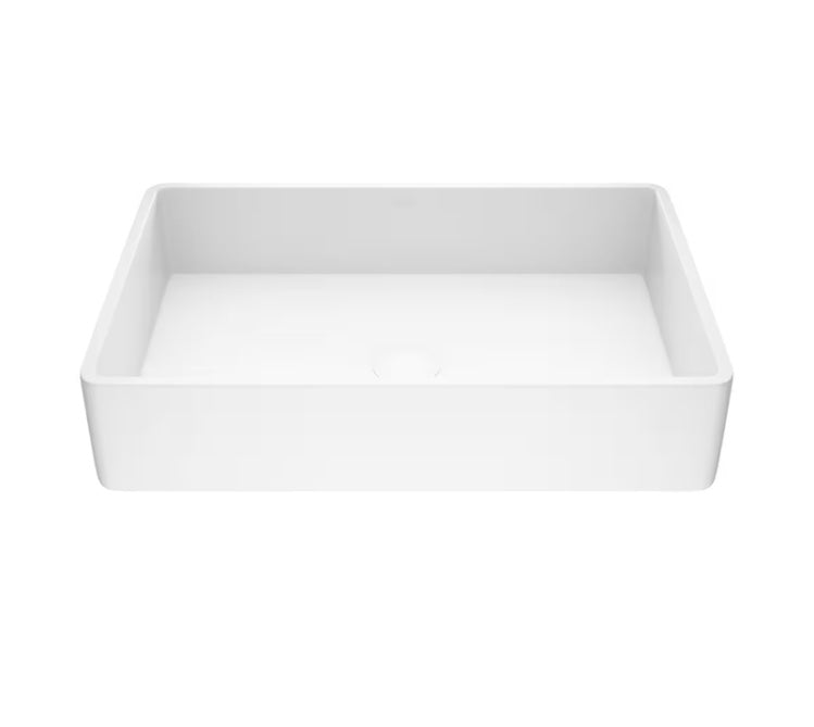 VIGO Magnolia Modern Matte Stone Rectangular Vessel Bathroom Sink in White (new)