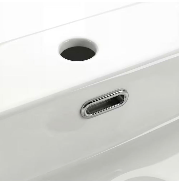 Wall Mounted Bathroom Sink in White with Single Faucet Hole (new)