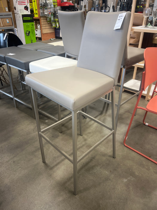 Grey Faux Leather and Metal Stool