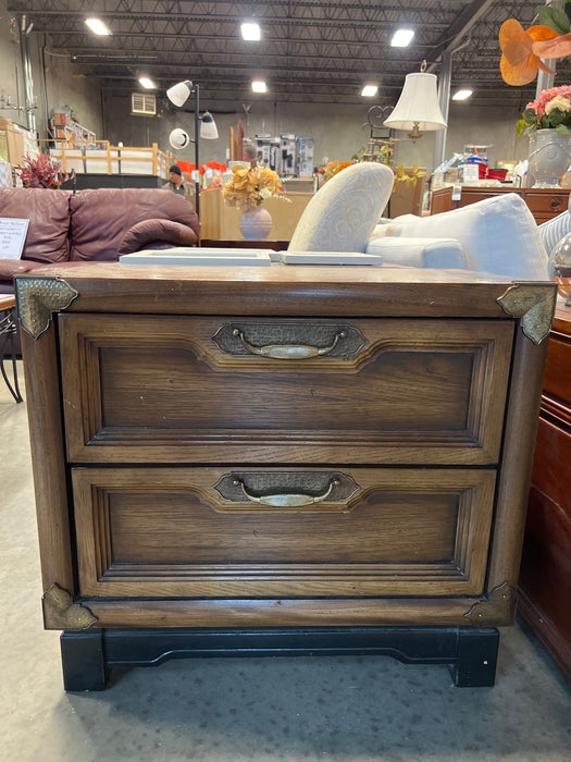 Vintage Two Drawer Nightstand with Brass Detail (used)