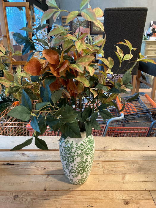 Artificial Autumn Plant in Green Ceramic Vase