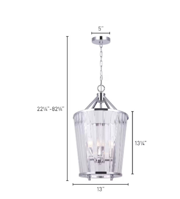 4-Light Chrome Chandelier with Clear Glass Shade