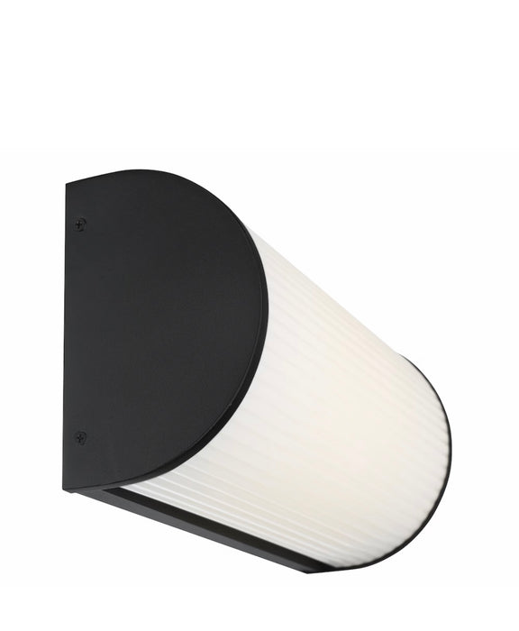 GlucksteinElements Massey 1-Light 12-inch H Integrated LED Outdoor Wall Sconce Light Black Metal Finish with Opal Ribbed Glass (new)