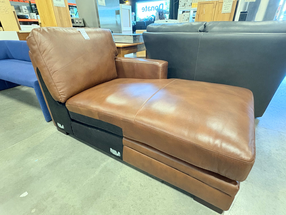 Tan Leather Chaise Lounge (new)