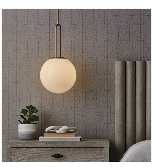 GlucksteinElements Orly 1-Light Brushed Brass Golden Finish with Opal White Globe Frosted Glass Hanging Pendant (new)