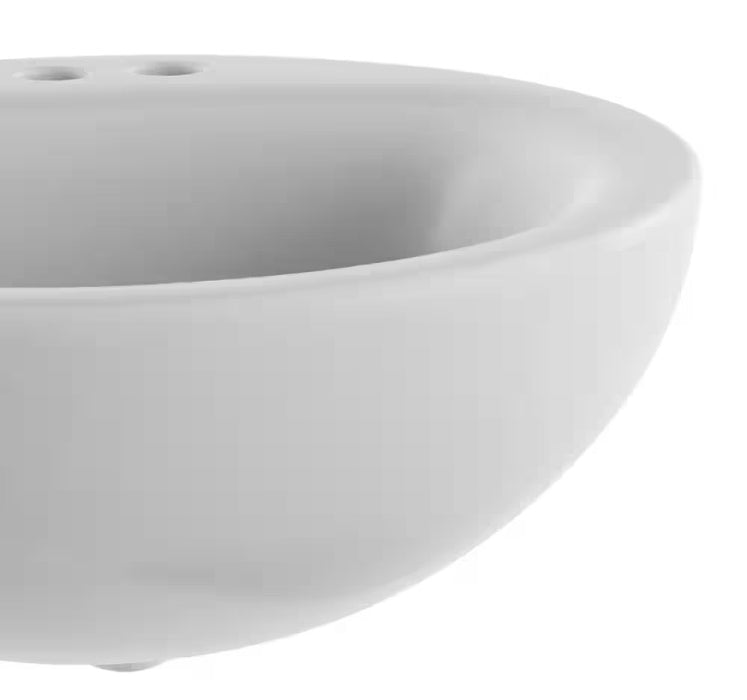 Round Drop-In Bathroom Sink in White