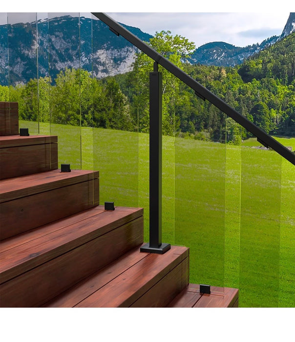 Peak MountainView 42-inch H Glass Deck Railing Fascia Post in Matte Black Stainless Steel (new)