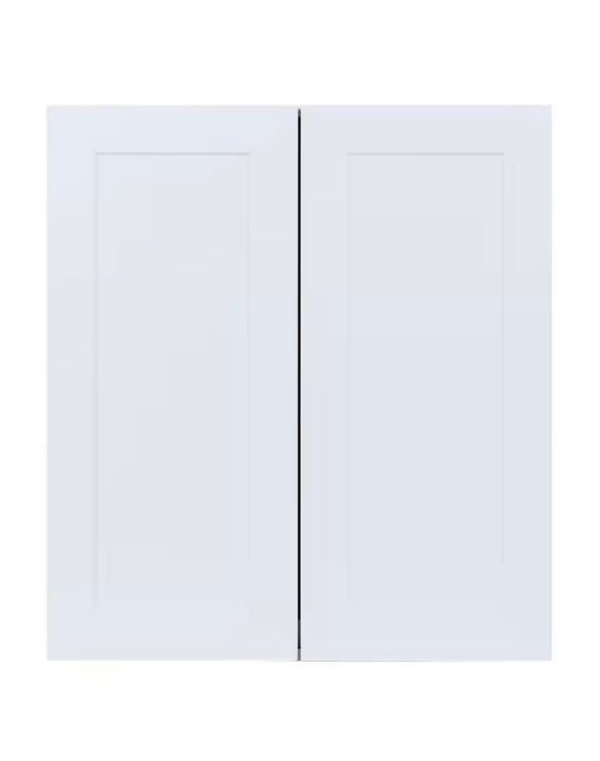 Edson 27-inch W x 30-inch H x 12.5-inch D Shaker Style Assembled Kitchen Wall Cabinet/Cupboard in Solid White with Adjustable Shelves (W2730) (new)