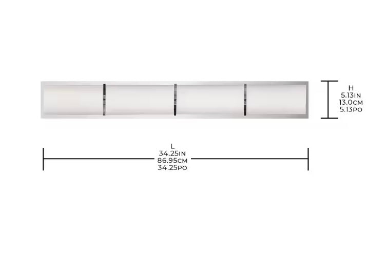 Home Decorators Collection Lareda 1-Light Bathroom Integrated LED Chrome Vanity Light Modern Linear Milk Glass Shade (New)