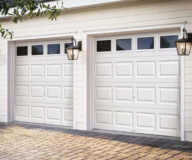 Clopay Classic Steel 8 ft. x 7 ft. 12.9 R-Value Intellicore Insulated White Garage Door with Windows (Used)