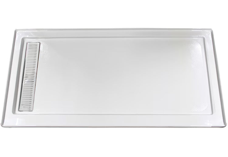 Turin Horizon Standard Fit Rectangular 72 x 35 x 3.5 -inch White Acrylic Shower Base Left Drain in White  (New)