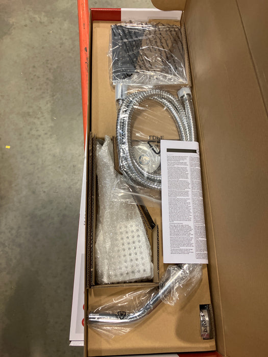 Pfister Modern 6-Inch Square Wall Mount Rain Shower Head with Slide Bar and Hand Shower in Chrome (Hose Incl.)