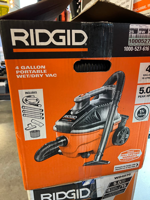 RIDGID 15L (4 Gal.) 5.0 Peak HP Portable Wet Dry Shop Vacuum (new)