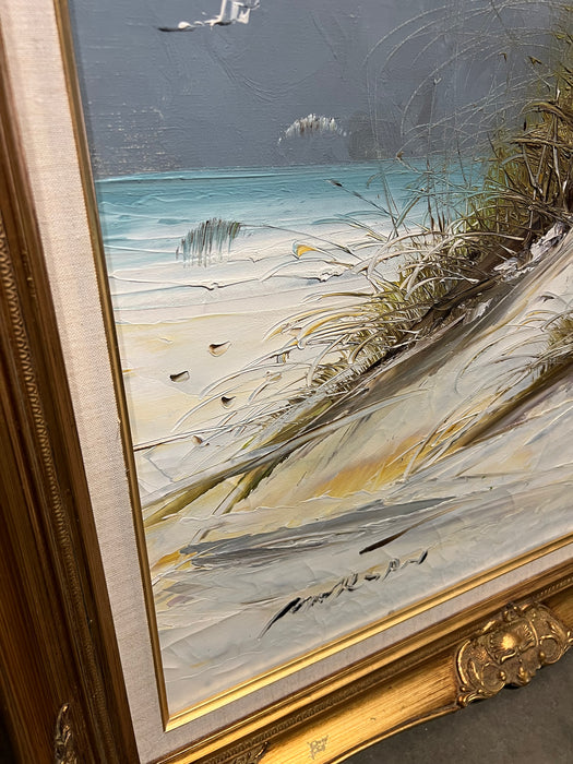 Vintage Original Oil Painting Beach Scene (signed)