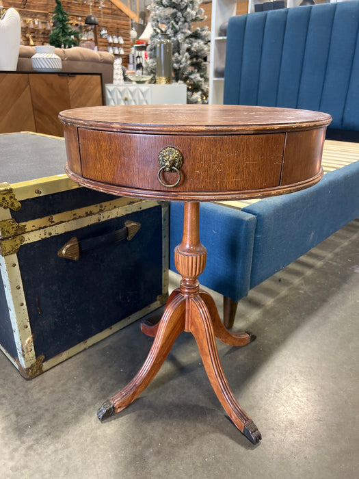Vintage Duncan Phyfe Style Mahogany Drum Side Table (used)