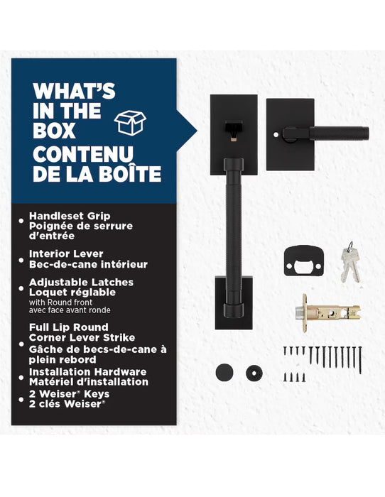 Weiser Prava x Prava Matte Black Lower Half Exterior Door Handle Set/Entry Door Lever with Knurled Handles (new)