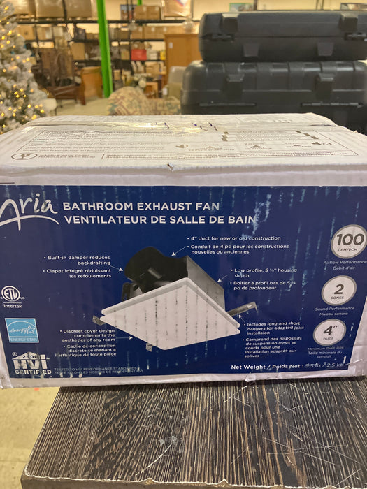Aria Bathroom Fan 100 CFM 2 Sones Ceiling Mount Bathroom Exhaust Fan, White