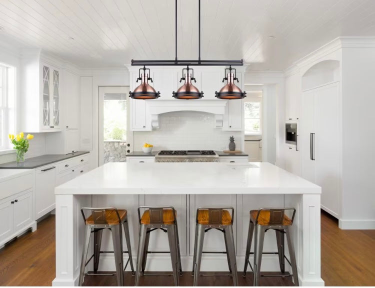 Canarm Rosa 3-Light Rod Pendant in Matte Black/Bronze with Frosted Glass Diffuser