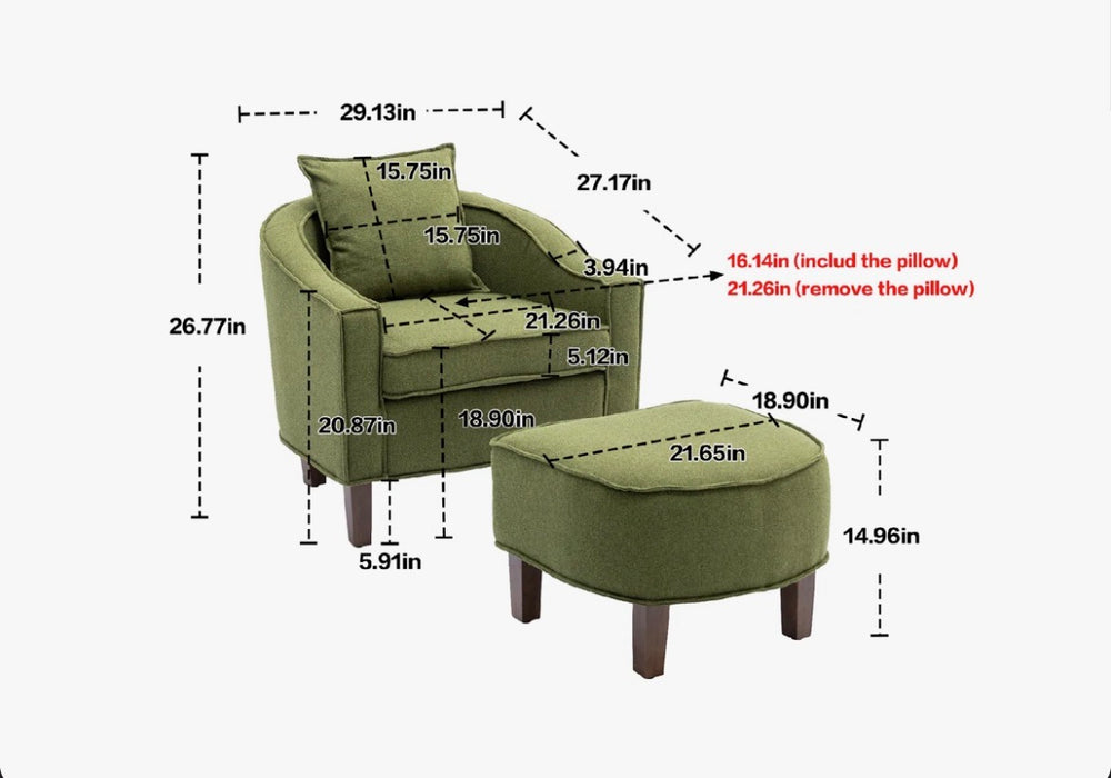 Upholstered Barrel Chair with Ottoman (new)