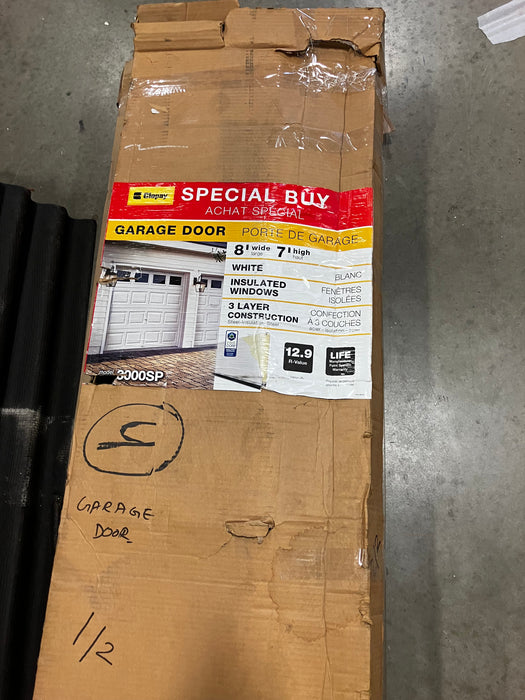 Clopay Classic Steel 8 ft. x 7 ft. 12.9 R-Value Intellicore Insulated White Garage Door with Windows (Used)