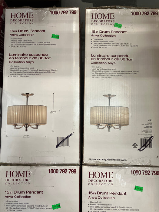 Home Decorators Collection 3 Light 15" Drum Pendant Anya Collection