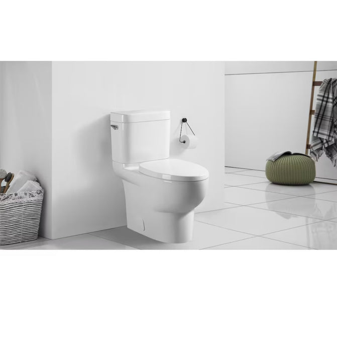 Branston All-in-One 2-Piece 4.8 LPF High Efficiency White Elongated Toilet with Concealed Trapway Soft-Close Seat (missing tank, new)