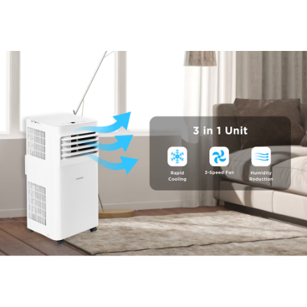 Vissani 8,500 BTU ASHRAE (5,000 BTU DOE/SACC) Portable Air Conditioner Cools 150 Sq. Ft. with Dehumidifier and Remote Control in White (New)