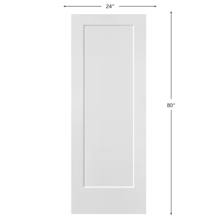 Alex Direct Inc 24-inch x 80-inch Primed Hollow Core 1-Panel Beveled Shaker Style Smooth Interior Door Slab (New)