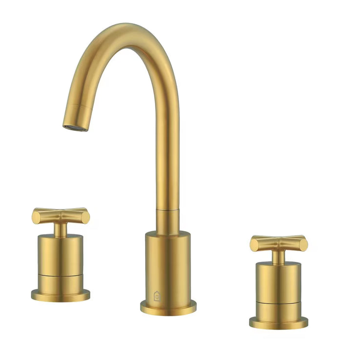 Ancona Ava 8-inch Widespread Cross 2-Handle Bathroom Faucet in Titanium Gold